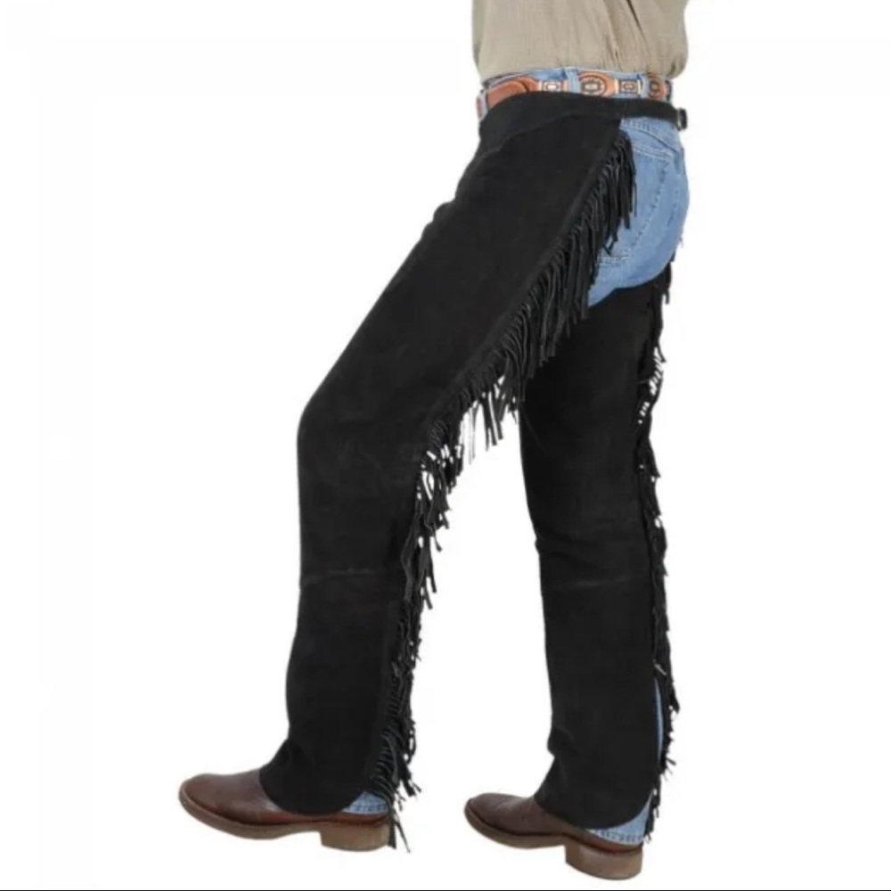 COPY - Women’s S chocolate brown smooth suede leather chaps.